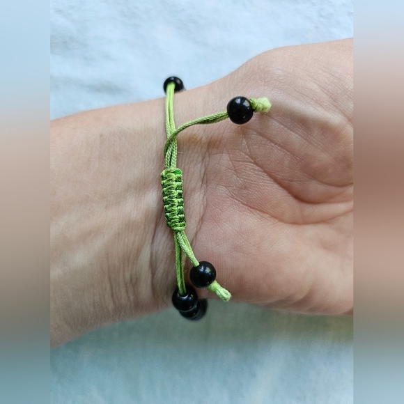 Paracord Rope & Bead Bracelets, Lot of 3, Neon Yellow Green, Black, Blue, Unisex - Picture 6 of 16